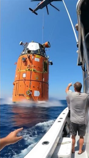Incredible view of a space capsule splashdown test #Space