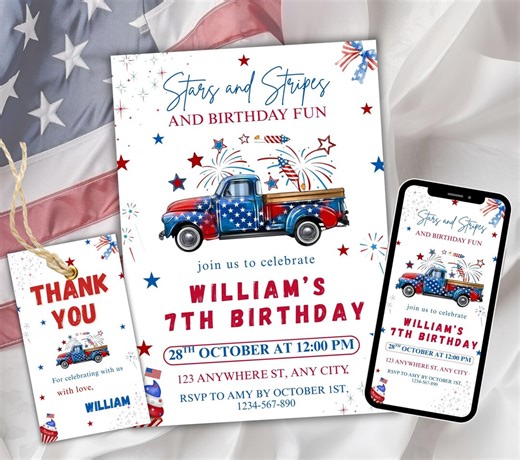 4th of July Party Invitation, Independence Day Celebration, Fireworks, American Flag Invite, Red, White, Blue, Patriotic Invite, USA Holiday - Etsy