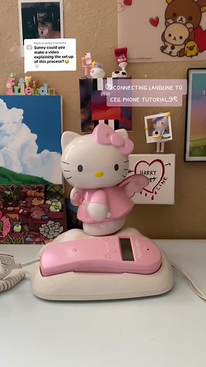 Replying to @ducky heres a tutorial on how to connect your landline to your cell phone! and yes my hello kitty phone works perfectly fine :) #hellokitty #tutorial #hellokittyphone #fyp