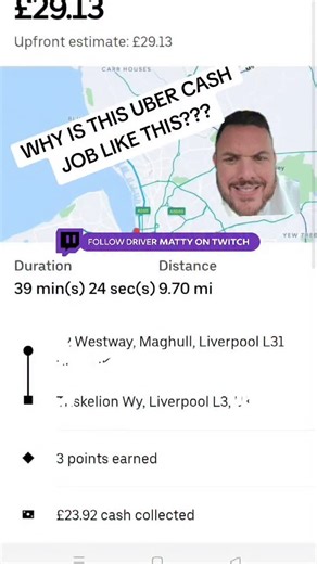 Uber driver got asked to collect less than the actually fare, does anyone know why? This is very unusual for Uber cash trips because you normally have to collect alot more #uber #ubercash #liverpool #rideshare #cash | Driver Matty