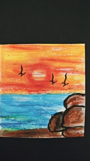 Mini sunset 🌇 Oil Pastel Drawing 😍# YT shorts # amazing fact # facts # Art