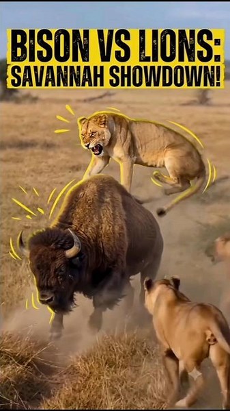 Bison Launches Lions Into the Air | Epic Wildlife Battle Caught on Camera