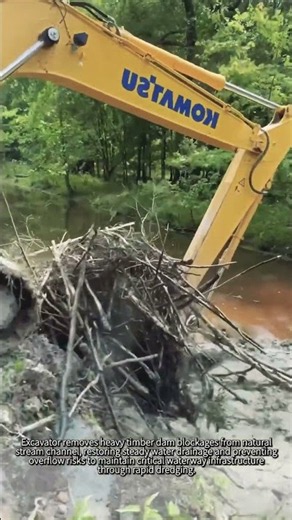 Excavator Obliterates Massive Beaver Dam #worker #process #excavator #heavyequipment #waterway