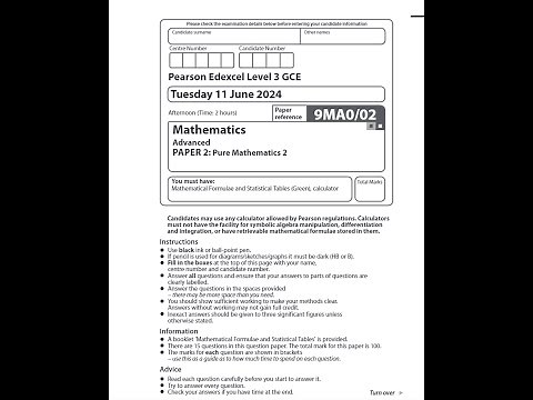 A Level Maths Edexcel June 2024 Paper 2 Exam Walkthrough | 9MA0/02