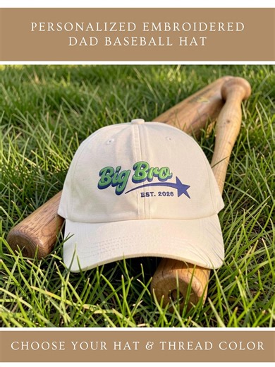 Big Bro Embroidered Script Dad Cap | EST. 2026 Brother Hat - Etsy UK