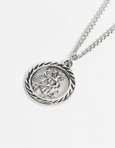 Reclaimed Vintage - Collier unisexe en acier inoxydable étanche avec pendentif Saint Christophe - Argent poli | ASOS