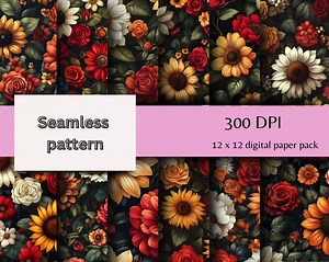 Floral Seamless Pattern: 12 Flower Designs (digital Download) - Etsy UK