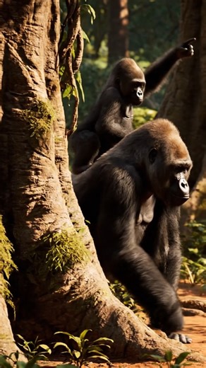 gorilla walking past a gnarled tree trunk. #animal #fblifestyle #wildanimals | Gorilla Love