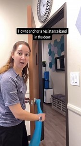 How to anchor a resistance band in the door. Wrap it around the opposite door handle and close the door. Then you have a solid anchor. I get asked about this every time I post videos of exercises with the band. Save this video and share it with your friends. #LifeHacks | Recharge Therapy
