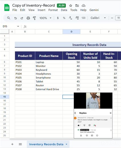 How to resize multiple rows at a single time⁉️#excel #row #resize #excelfunctions #googlesheets