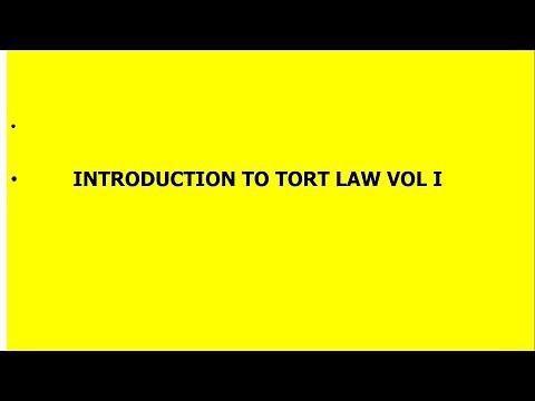 Introduction to Tort Law Vol I