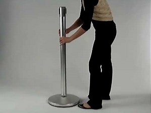 Black Steel Crowd Control Post - Black Retractable Belt