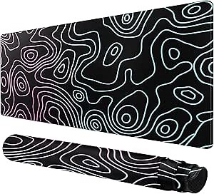 Large Mouse Pad for Desk - Gaming Mouse Pad with Stitched Edges, Anti-Slip Base for Keyboard and Mouse(Dazzle Black, 31.5L x 15.8W inches)