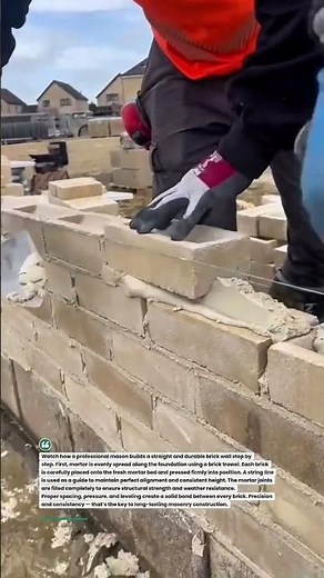 Perfect Bricklaying Technique for Strong Walls #Bricklaying #Masonry #Construction