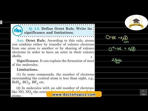 Define octet rule, Limitations and significance of octet rule, chemical bonding chemistry class 11
