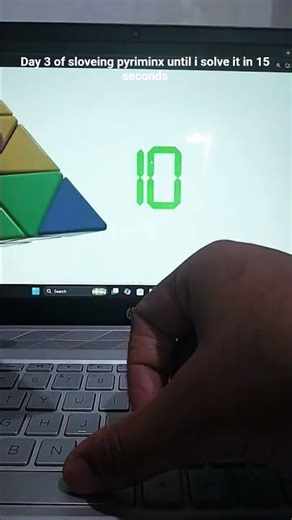 Day 3 of slove pyriminx until i solve it in under 15 seconds #rubikscube #mrbeast #ytshorts