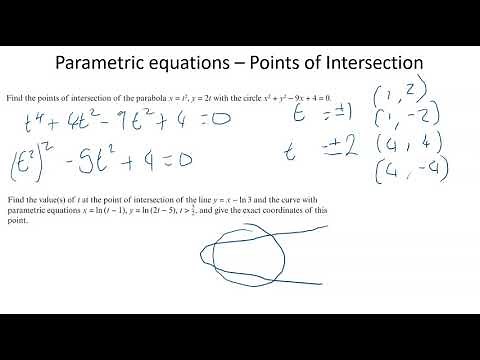Parametric equations points of intersection