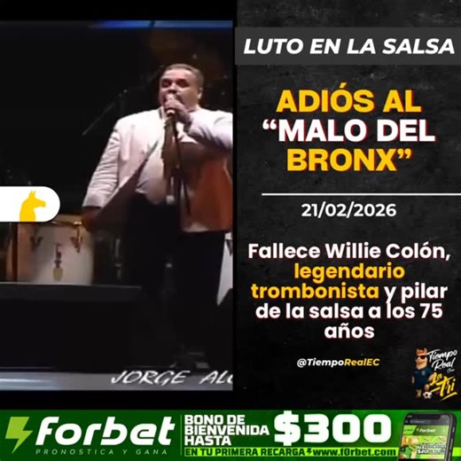 📰 Luto en la música latina: muere Willie Colón, legendario trombonista y pilar de la salsa a los 75 años 🎺 Este 21 de febrero de 2026 falleció a los 75 años Willie Colón, una de las figuras más influyentes de la salsa y el llamado “Malo del Bronx”, según confirmó su familia en un comunicado oficial difundido en redes sociales. El artista partió en paz, rodeado de sus seres queridos, tras sufrir complicaciones respiratorias que motivaron su hospitalización en Nueva York días antes. 🌎 Nacido el