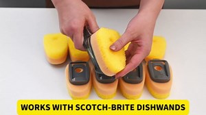 Sponge Dishwand Brush Refills for Scotch-Brite Dishwand - 10 Pack Dish Soap Non-Scratch Brush Refills for Nonstick Pots and Pans, Glass & Tubs (Yellow)