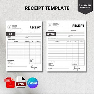Editable Sales Receipt Template | Printable Business Form (canva & PDF) - Etsy