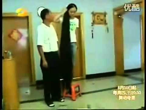A Chinese Girl, Very Long Hair, Says NO to cut it !!!