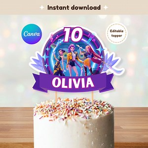 Kpop Demon Hunter Cake Topper, Editable Canva Template (digital File) - Etsy Australia