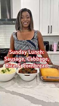 Cozy Sunday Lunch at Home ❤️ Sausage, Cabbage, Rice & Cornbread#cookingrecipes #dinnerrecipe
