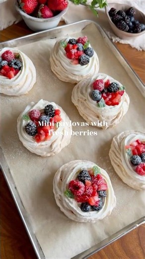 Mini Pavlovas with Fresh Berries