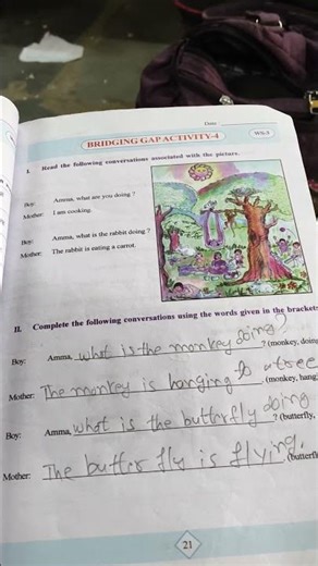 3rd class English workbook pgno 21, Bridge gap activity
