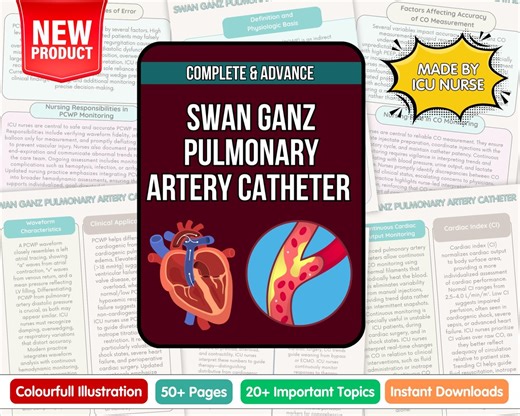 Swan-ganz Pulmonary Artery Catheter Guide, ICU Nurse Reference (digital Download) - Etsy