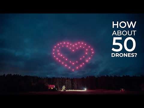 Drone show comparing 50 vs 200 drones