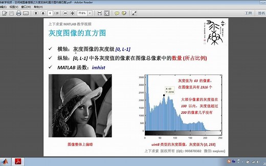 MATLAB教学视频：空间域图像增强之灰度变换和直方图均衡匹配