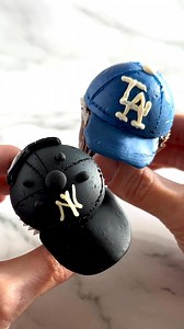 Batter up! Baseball cap cupcakes. Using my pipe, flip & freeze (for 15min) cupcake technique to create these buttercream cupcakes for opening day ⚾️🧢 #baseballlife #baseballcap #cupcakes #MLBOpeningDay | Sophia Mya Cupcakes