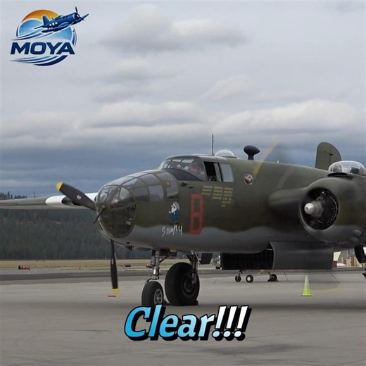 Rare Footage of a B-25 Mitchell WWII Bomber Airplane Starting Engine Number 2 #aviation #military