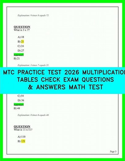 MTC PRACTICE TEST 2026 MULTIPLICATION TABLES CHECK EXAM QUESTIONS & ANSWERS MATH TEST VIDEO 2026!