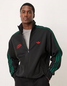 adidas Originals script logo and rose track top in black | ASOS