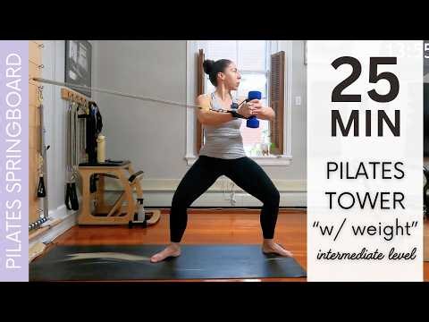 EFFICIENT PILATES SPRINGBOARD WORKOUT | 25 Min | Multi-Level | Prop: Hand Weight