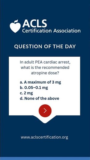 Question of the Day | ACLS Practice Test Question #18 #acls #aclscertification #USAshorts