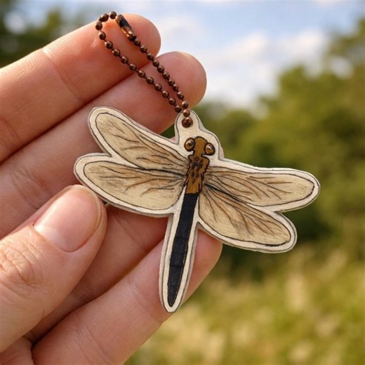 Dragonfly Talisman Keychain – Hand-drawn Shrink Art Charm, Symbol of Change, Presence & Lightness - Car Accessory - Bag Tag - Etsy
