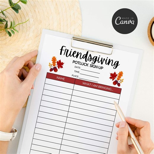 Thanksgiving Potluck Sign-up Sheet, Editable Canva Template (printable) - Etsy