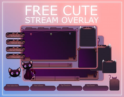 [FREE] STREAM OVERLAY FULL ANIMATED - CAT THEME - Xhulia Xhaxho