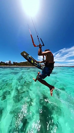 Walkin' on water with #GoProFamily member @jeremietronet #GoProMAX #gopro #fyp #caribbean #kitesurfing
