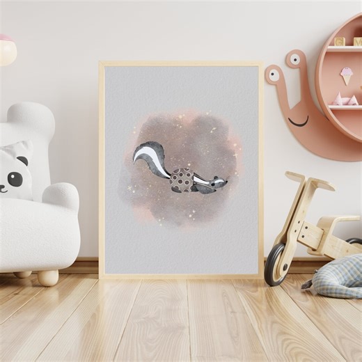 Digital Children's Prints, Skunk Print, Animal Prints, Children's Wall Decor, Personalized Gift, Printable Picture - Etsy