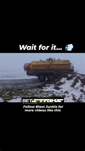 BlastJunkie💣 on Instagram: "Calm snowy silence—then pressure says nope. ❄️💥 A yellow waste tanker goes from hissing to full-blown explosion, launching its metal lid into the sky in seconds. One heartbeat from normal to chaos. #PhysicsFail #WaitForIt #Explosion #WorkplaceSafety #ThatWasClose"