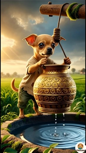 The poor puppy and the pigeon find a gold pot in the village well #ai #pigeon #puppy #village