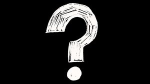 Question mark animation in doodle style on a black screen. Stock video with a concept of confusion. Hand-drawn question mark icon in 4K with an alpha channel.