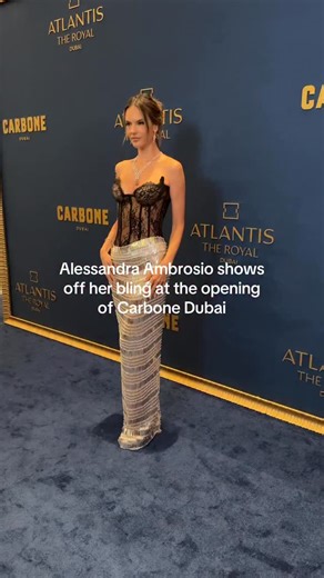 @victoriassecret model @alessandraambrosio is the Dubai fantasy in diamonds and a lingerie top at the opening of @carbonerestaurants at the @atlantistheroyal. 💎🍝 🎞️: @taylor_ford | InStyle