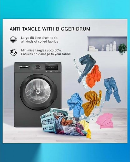 Bosch 7 kg 5 Star Fully-Automatic Front Loading Washing Machine (WAJ24209IN, Black, AI active wat...