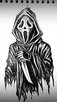 how to draw ghostface from scream | how to draw halloween scream