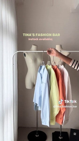 basic plain shirt : instock available💘 colors — orange | white | beige | lime green | pastel blue | pastel pink | matcha green #tinafashionbar #instock #fyp #foryou #casualoutfits #ootd #shirt